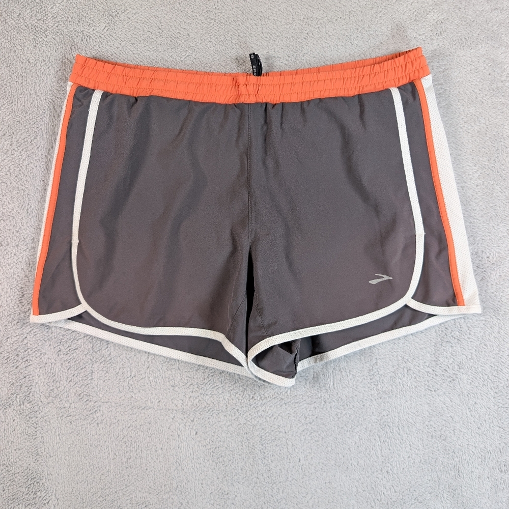Brooks Women's Running Shorts M Lined 3.5" Inseam Gray Peach White